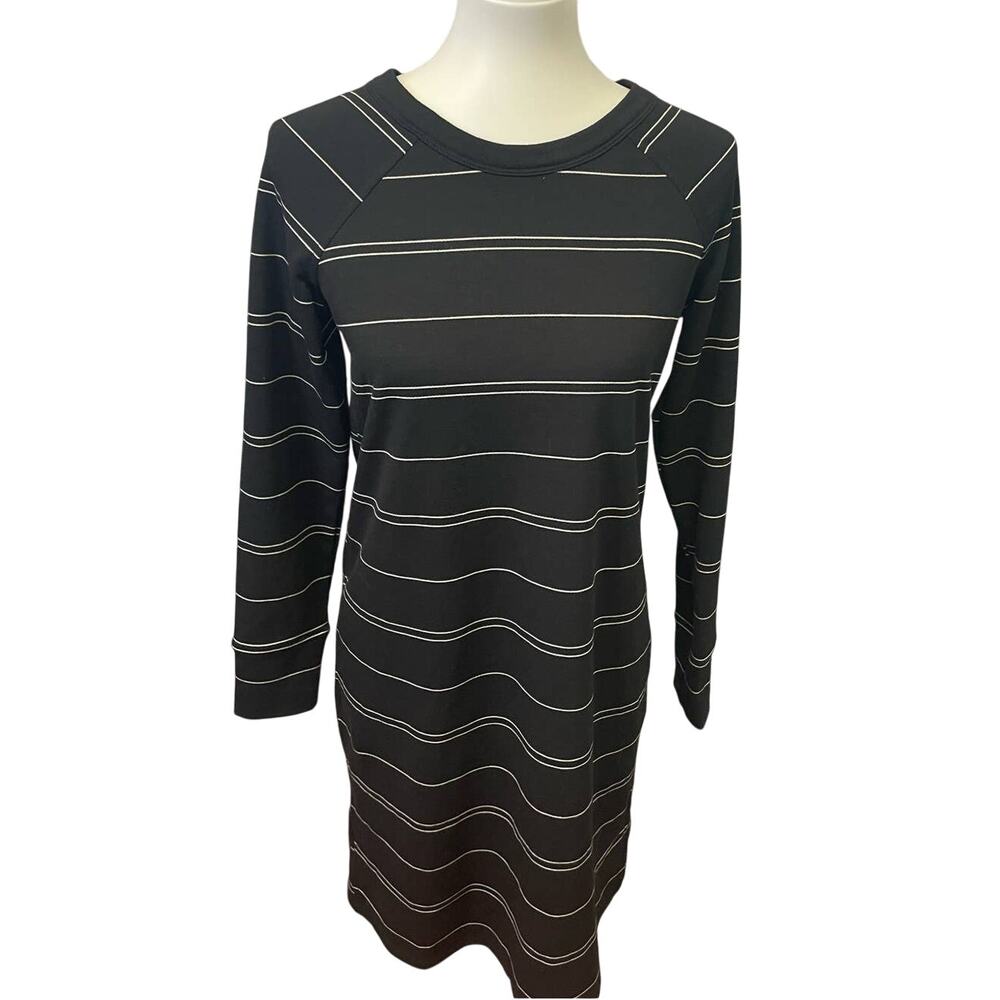 New Maurices XS Long Sleeve Polyester Blend Striped Midi Crew Neck T-Shirt Dress